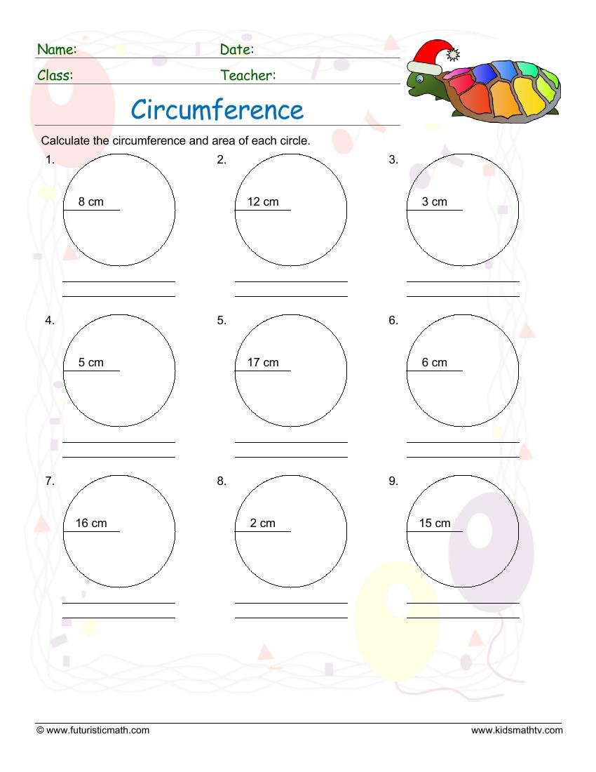 Calculate The Circumference And Area Of Circles worksheet