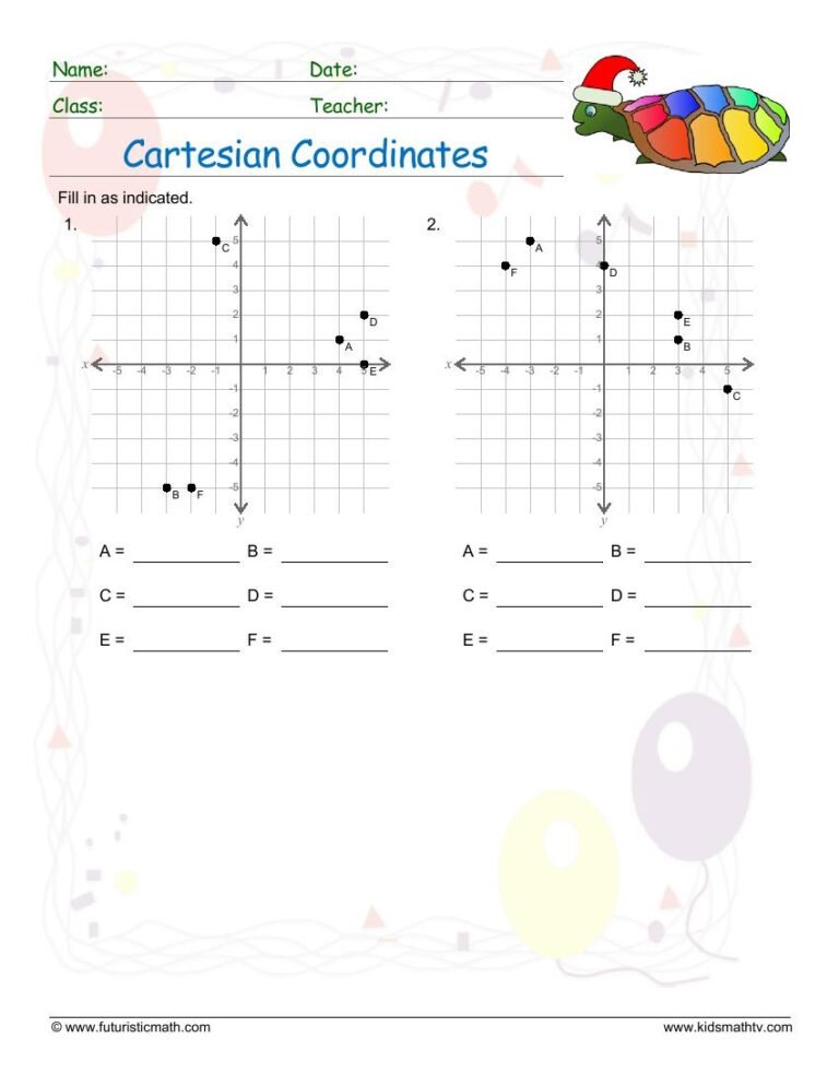 Cartesian Coordinates Find Points In A Graph worksheet