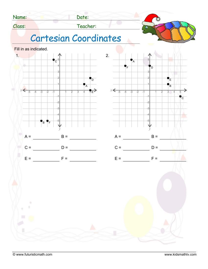 Cartesian Coordinates Find Points In A Graph worksheet