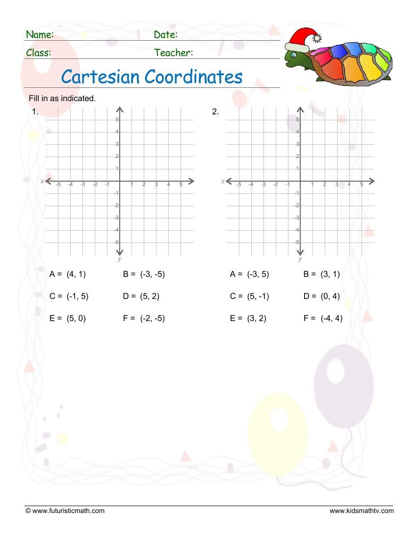 Cartesian Coordinates Plot Points In A Graph worksheet