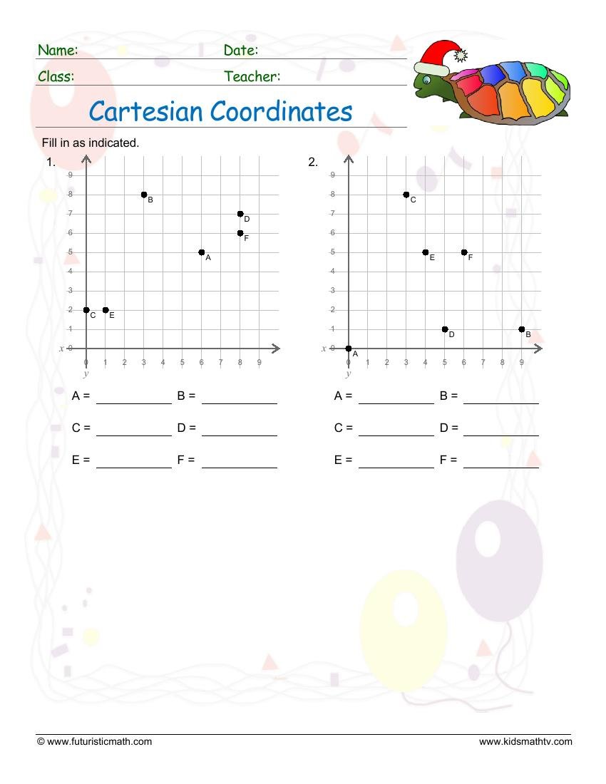 Cartesian Coordinates Single Quadrant worksheet