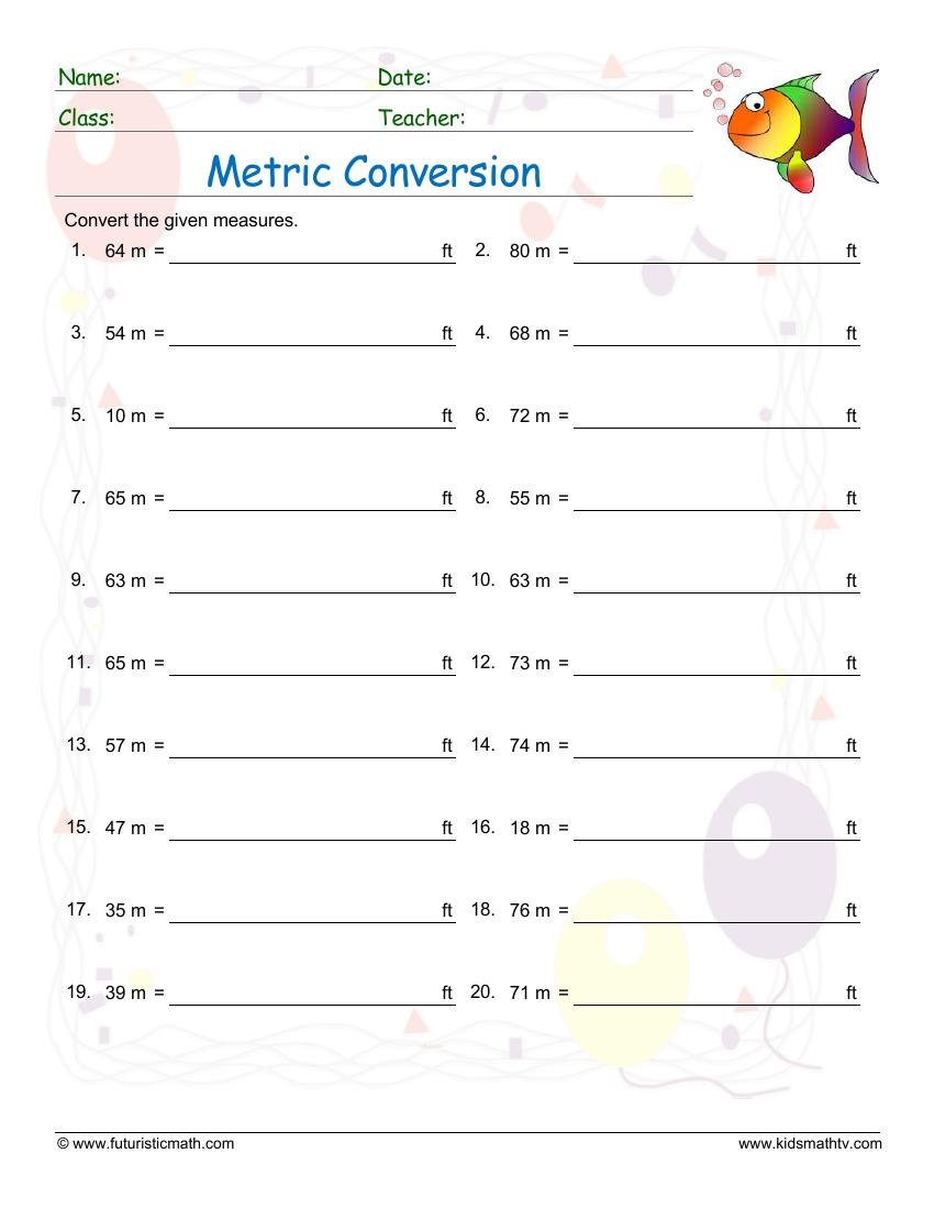Convert From Meters To Feet worksheet