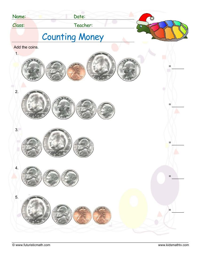 Counting Money Coins worksheet
