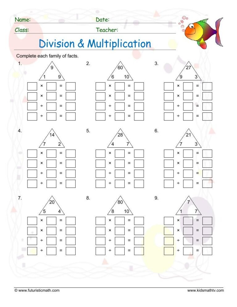 Division Fact Family worksheet preview