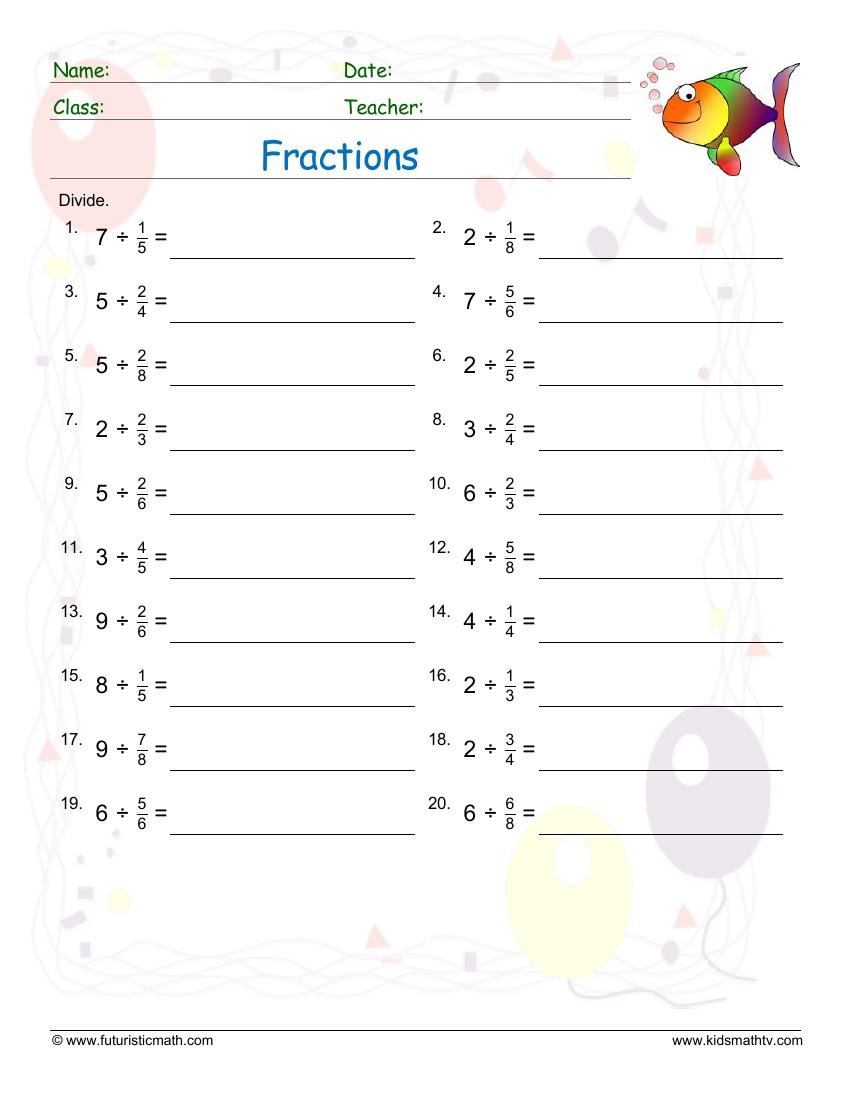 Division Of Fractions With Whole Numbers worksheet