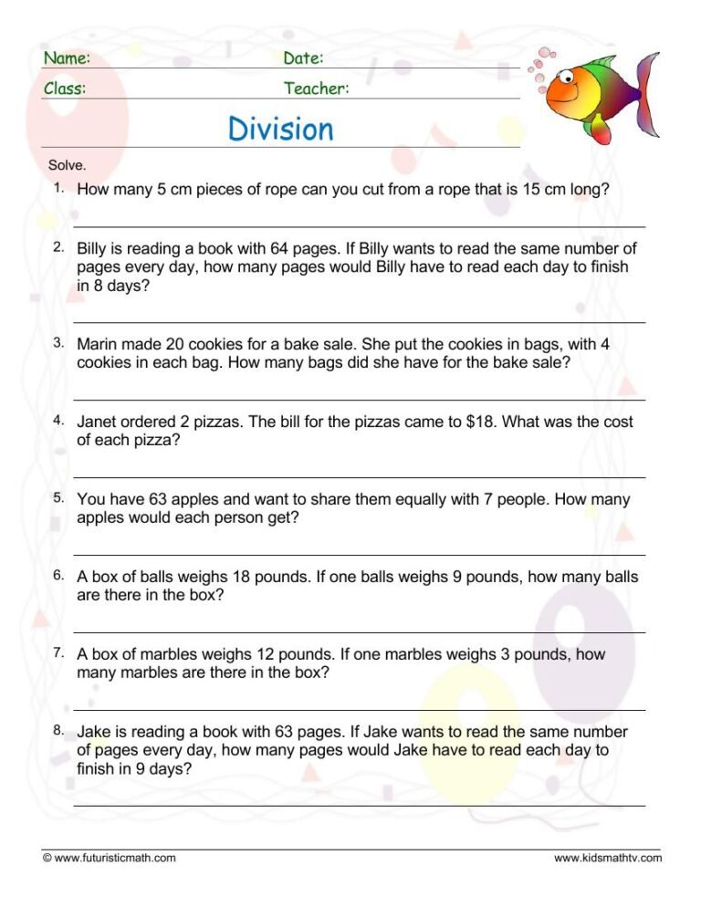 Division Word Problem 2 worksheet preview