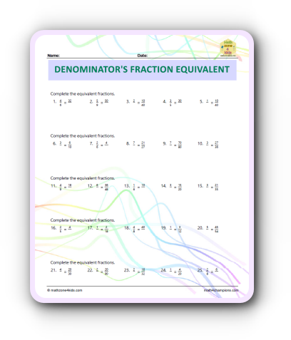 Equivalent Rules For Denominator worksheet