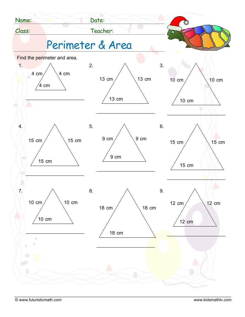 Find Perimeter And Area Of Equilateral Triangles worksheet
