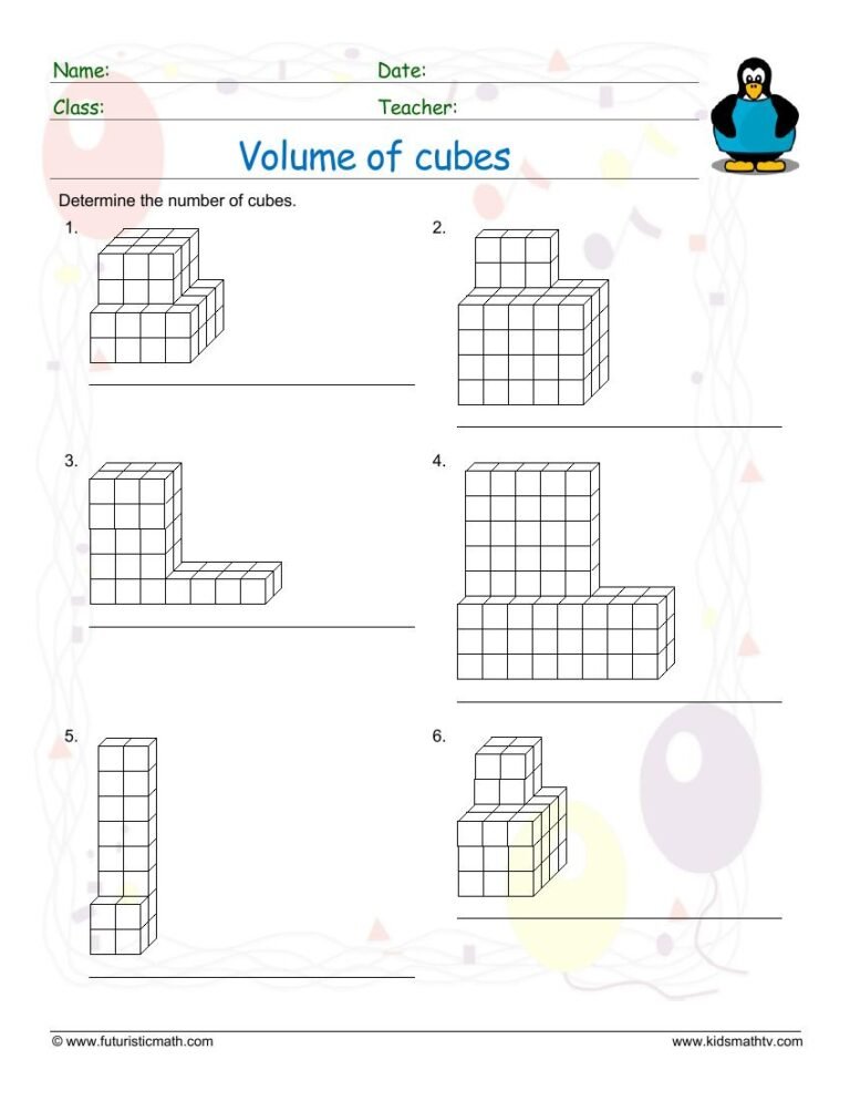 Find The Volume Of Cubes worksheet