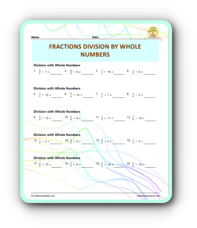 Fraction Division Worksheet