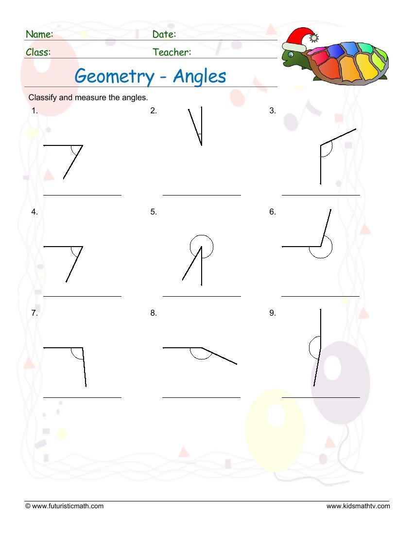 Geometry Measure Angles worksheet