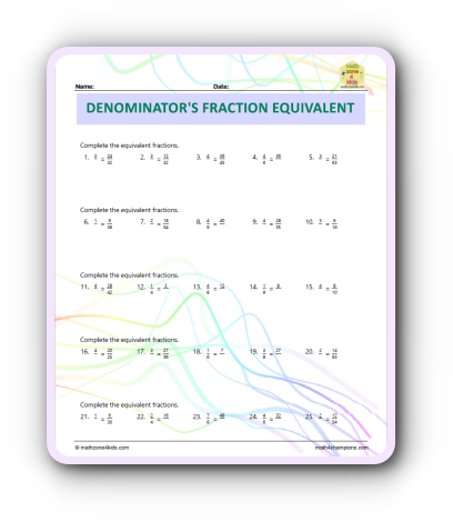 How To Equivalent Denominator worksheet