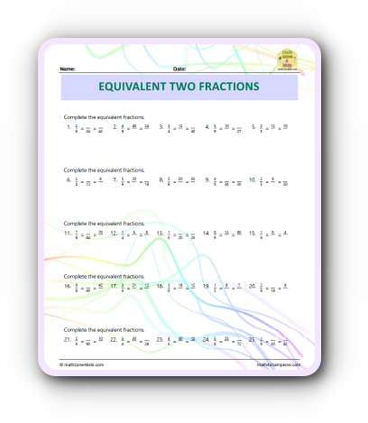 How to Equivalent Two Fractions worksheet