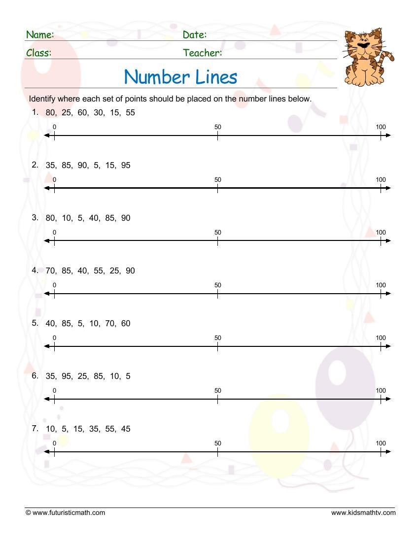 Number Lines With Integers 2 worksheet