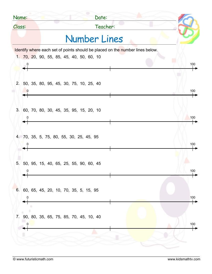 Number Lines With Integers worksheet