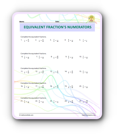 Numerator Rules Of Equivalent worksheet