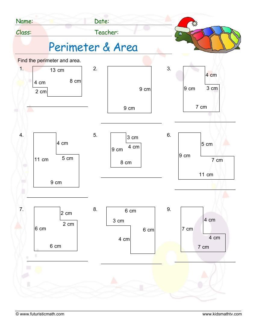 Perimeter And Area Of L Shapes worksheet