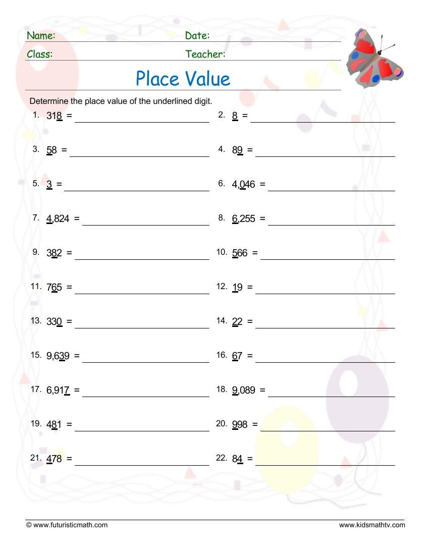 Place Value Of Underlined Digits worksheet