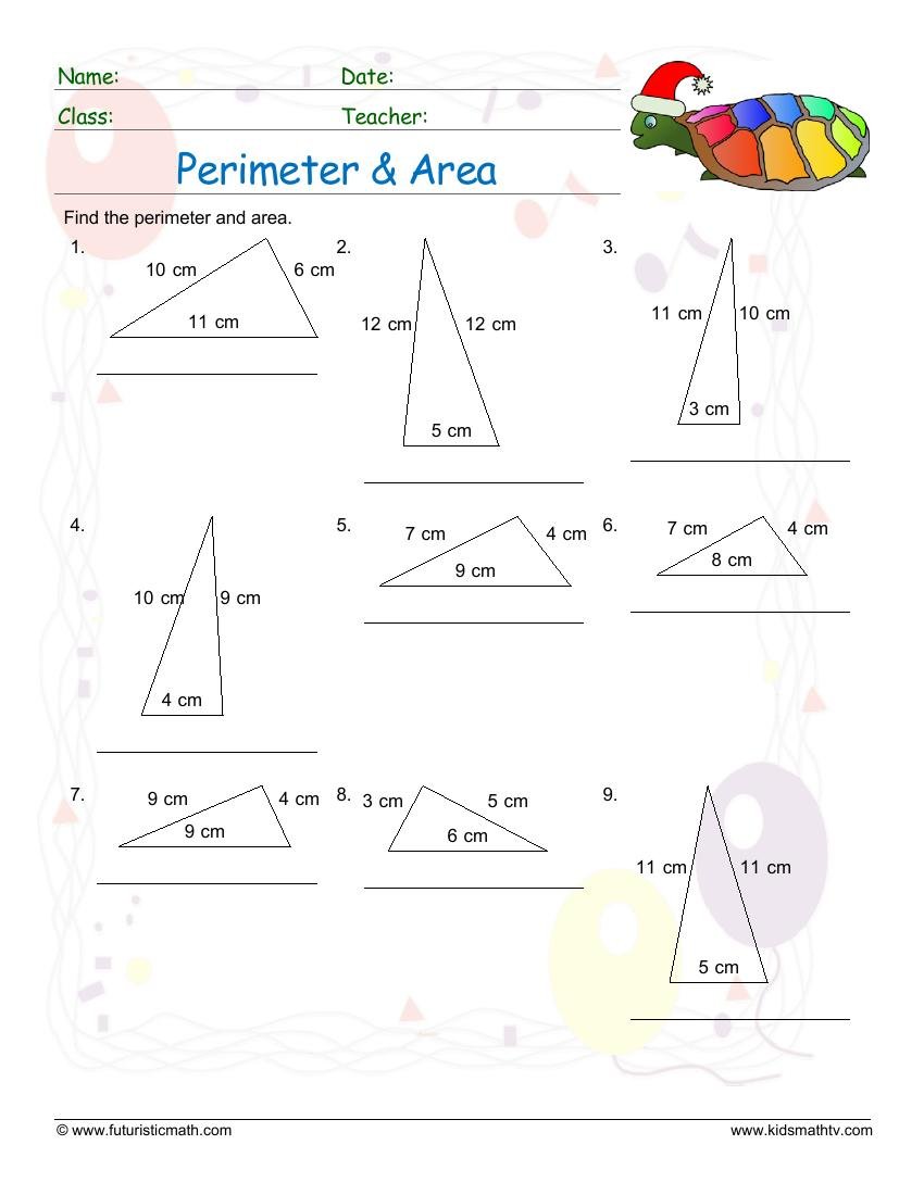 Scalene Triangles Perimeter And Area worksheet