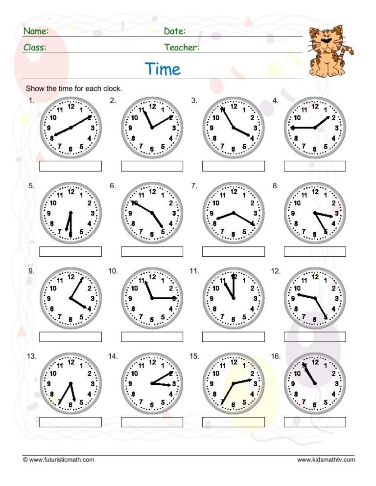 Time 5 Minute Past worksheet