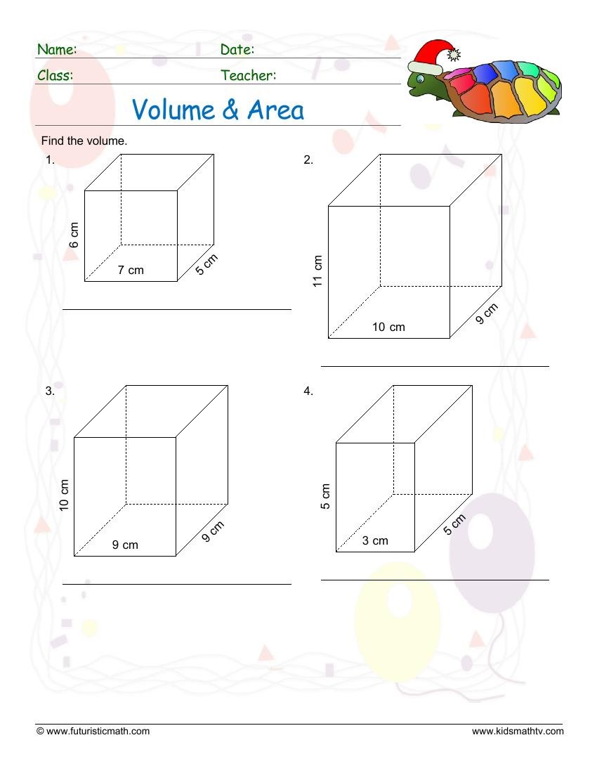 Volume And Area Of Rectangular Prisms worksheet
