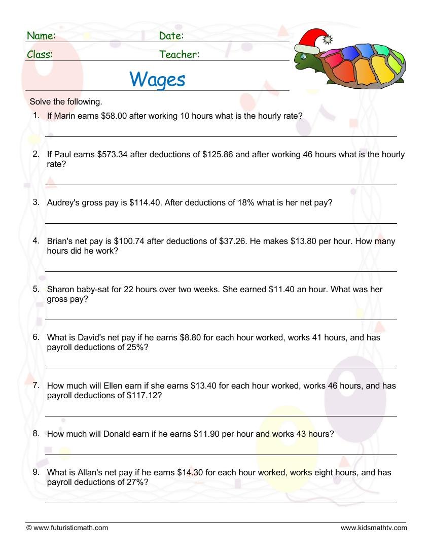 Wages worksheet